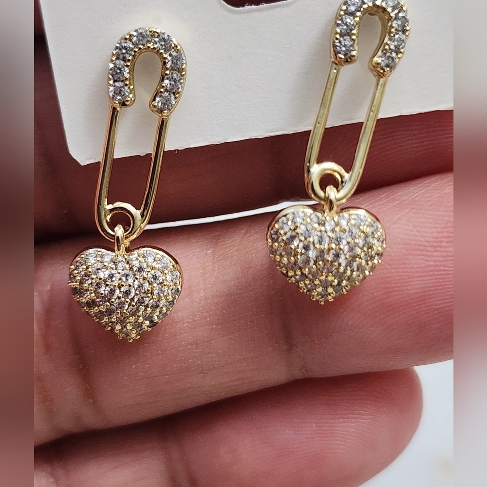 Gold Plated Heart Drop Earrings